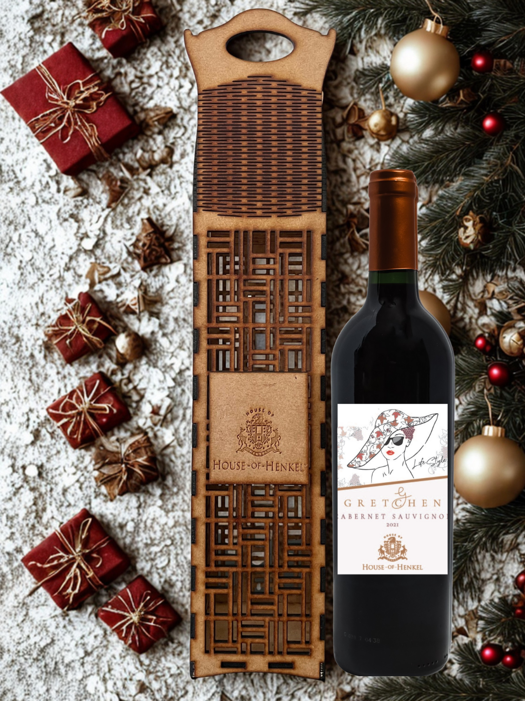House of Henkel Gretchen Lifestyle Wood Wine Gift Box